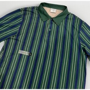 STUDENTS Beedle S/S Golf Polo Green Blue Stripes Men's Size M Work Golf Travel